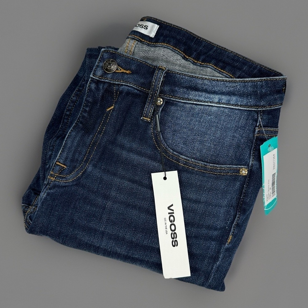 Vigoss Womens Jagger Skinny Jeans Distressed Indigo Wash Size 32 New